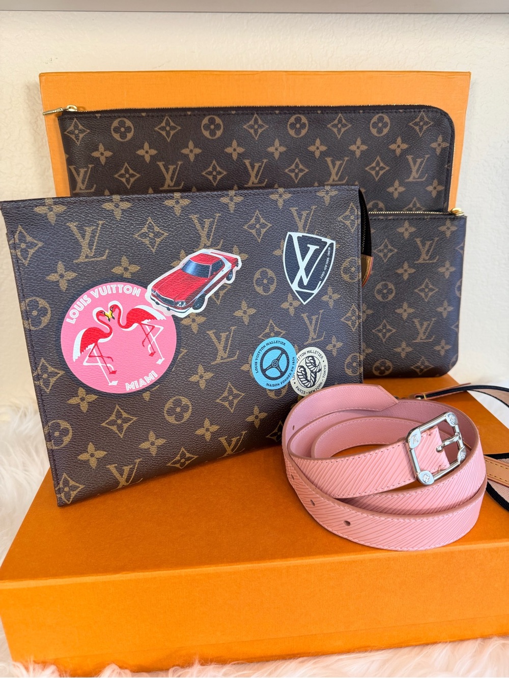 Louis Vuitton Pink Epi Belt